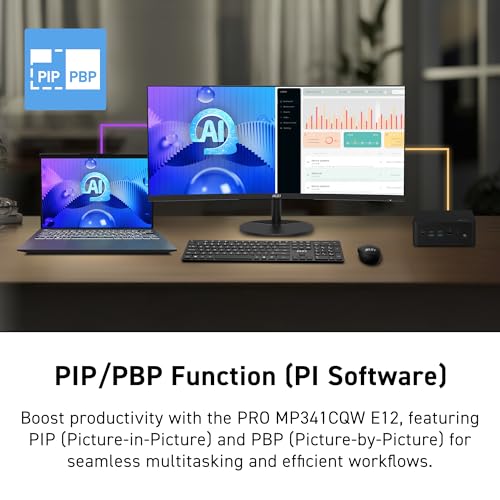 Image of msi PRO MP341CQ E12 34-inch VA 3440 x 1440(UWQHD) Computer Monitor, 120Hz, Adaptive-Sync, HDMI, DisplayPort, VESA Mountable, Speaker, 1ms, Black