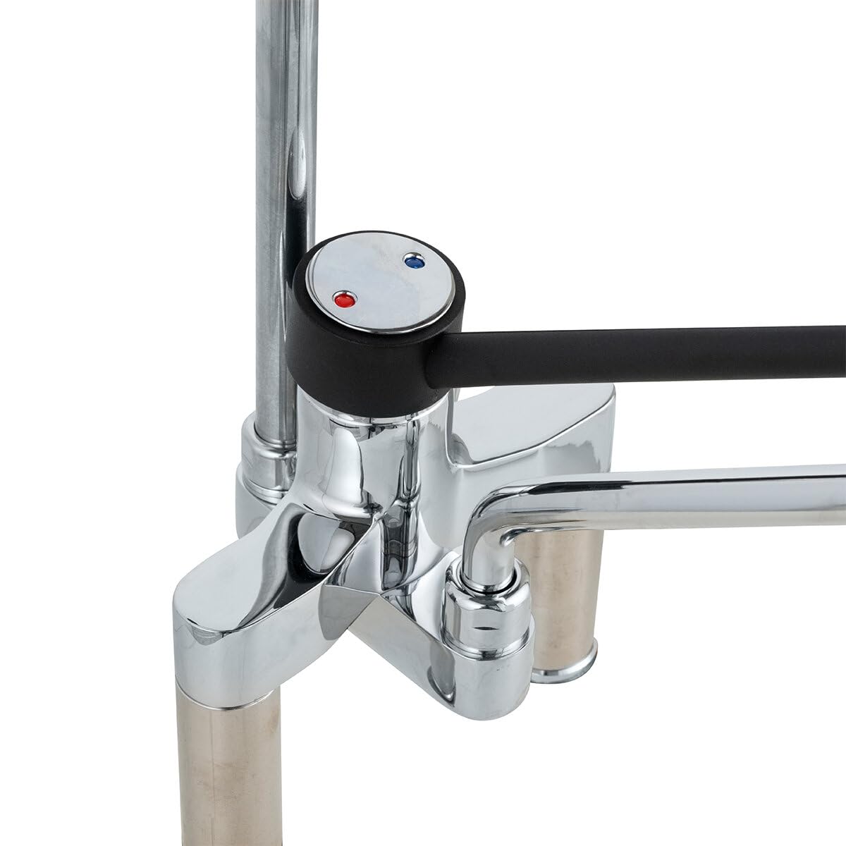 GastroHero Zweiloch Geschirrwaschbrause, Messing 2GWBT/E_PROFI | Mischbatterie, Kalt- und Warmwasseranschluss, Tischmontage, Brause mit Handgriff, Lochbohrung Ø 22-27 mm, Made in Europe
