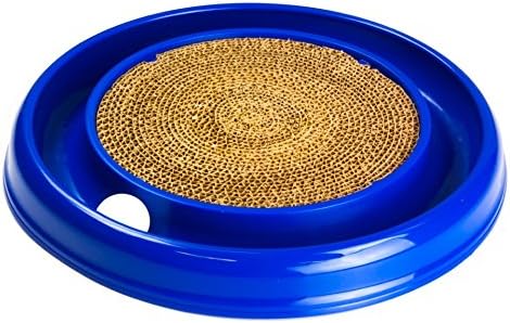 PetzTrendz Cats Toys Ball Interactive Scratcher Chaser Best Pet Scratch Toy Play Combined Catnip (Blue)
