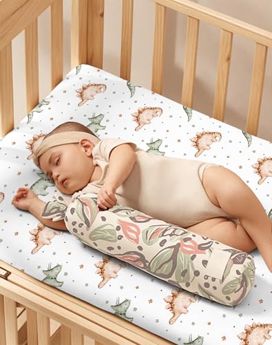 Image of Crib Sheets for Boys and Girls, 2 Pack Fitted Baby Sheets for Standard Toddler Mattress 28 inch x 52 inch, Soft Breathable Jersey Knit Baby Bedding (Tiny Dinos)