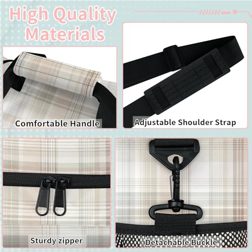 Stripes White Brown Travel Duffel Bag Weekender Overnight Bags for Women Men Foldable Waterproof Tote Bag with Trolley Sleeve3