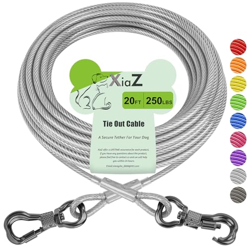 XiaZ Dog Tie Out Cable 20ft, Heavy Duty Dog Chains...