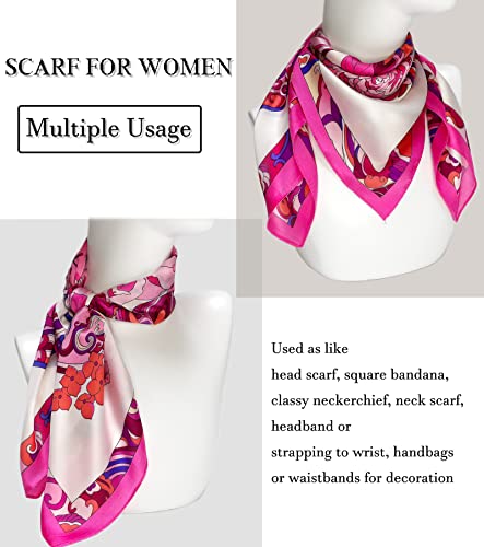 27.5'' Silk Feeling Scarf Medium Square Satin Head Neck Scarf for Women Hair Sleeping at Night2