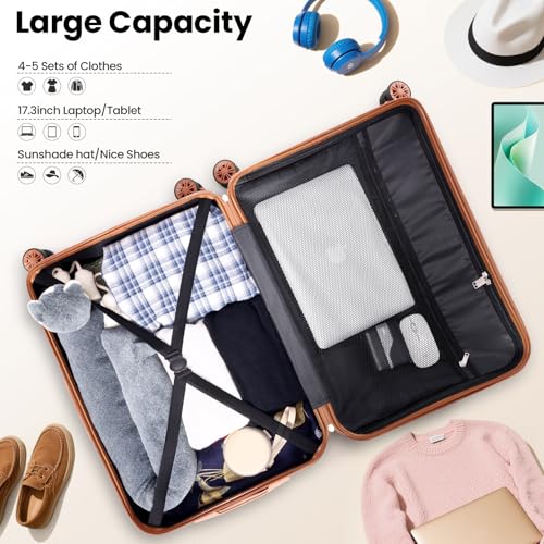 Image of Hoteel luggage Sets 4 Piece Carry on Luaagae Suitcases with Spinner Whells & TSA Lock (4-YEAR WARRANTY), Carry on Suitcase ABS+PC Hard Shell Lightweight Travel Suitcases(13in /20in /DB /TB, Black)