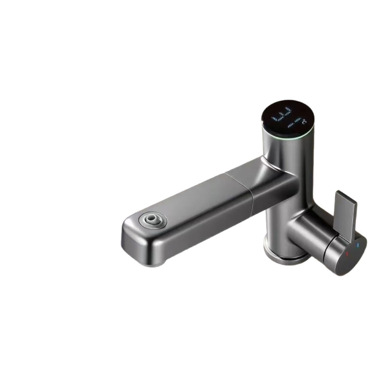 Digital Display Pull-Out Faucet, Brass Hot Cold Kitchen Bathroom Mixer Tap, 35mm Ceramic Valve,Safe and Reliable(Grijs)
