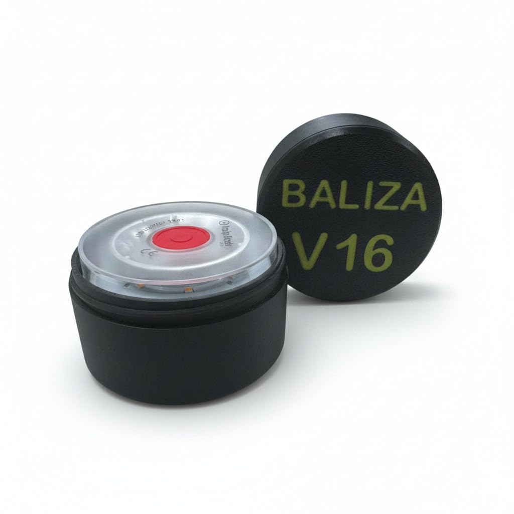 Estuche para protección de Baliza V16 | Funda para V16 | Caja protectora para Baliza | compartimento para pilas | HUECO INTERIOR 8,5x8,5x5,5cm (no incluye Baliza) (Negro)