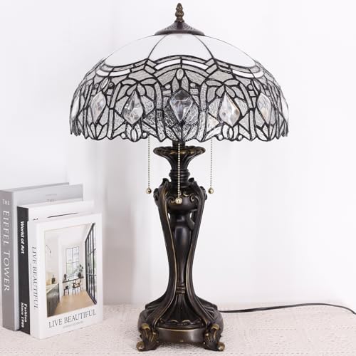 Image of 16Inch Tiffany Stained Glass Lamp Shade Replacement Only(White Baking Bend) | Fit For Table Lamps FLoor Lamp Ceiling Fixture Pendant Hanging Light Home Office Decoration