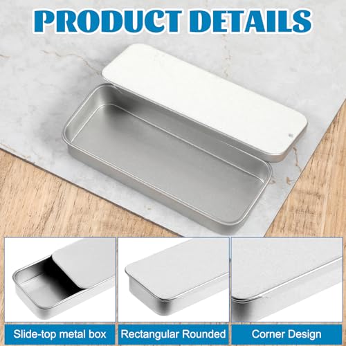 Image of Qianyu Mini Metal Empty Slide Top Tin Box Containers for Lip Balm Solid Perfume Crafts 6 Pcs Rectangular Hinged Tin Box Containers Cosmetics Metal Boxes for Crafts Candies Jewelry Survival Storage Kit