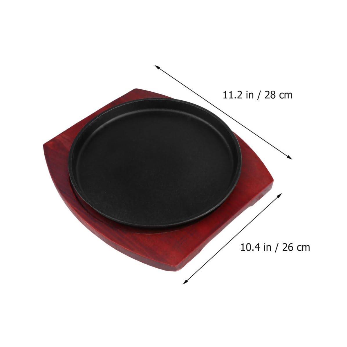 Healifty Rundes Bratblech 24cm aus Eisen und Holz Antihaftbeschichtet