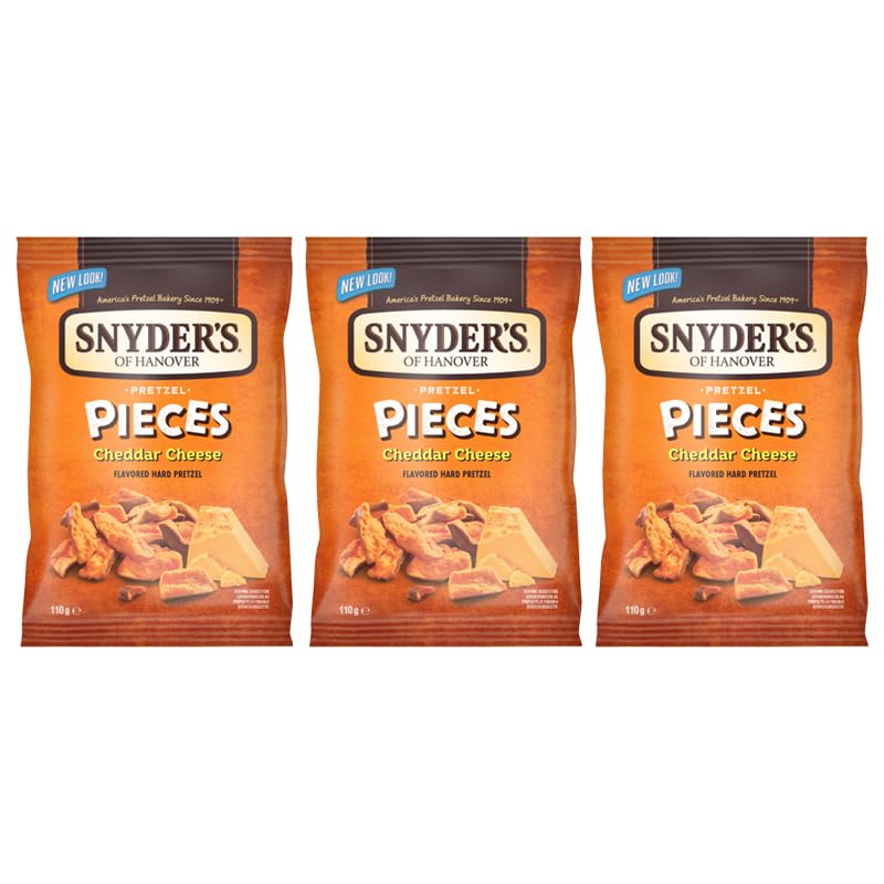 Snyders of Hanover Pretzel Pieces Assorted Flavours - Cheddar-Cheese 110g (Pack of 3)
