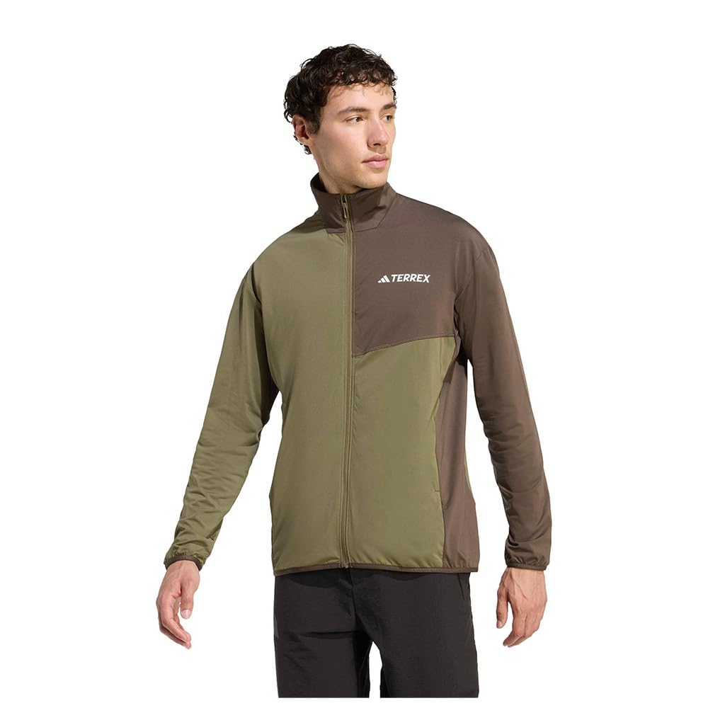 adidas Men's Terrex Multi Climawarm Full Zip Tech Fleece Sweatshirt, olive strata, XS