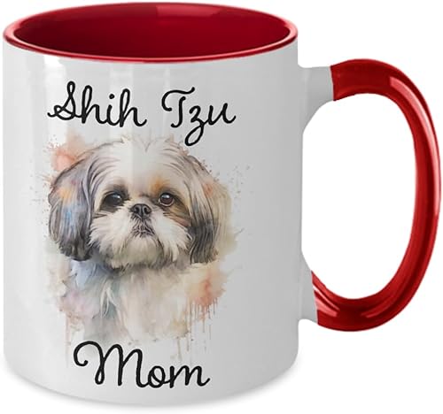 Miniatura 2 de Taza de café Shih Tzu Mom, taza conmemorativa de acuarela para mascotas. Regalos para mamás de perros, regalo para amantes de los perros