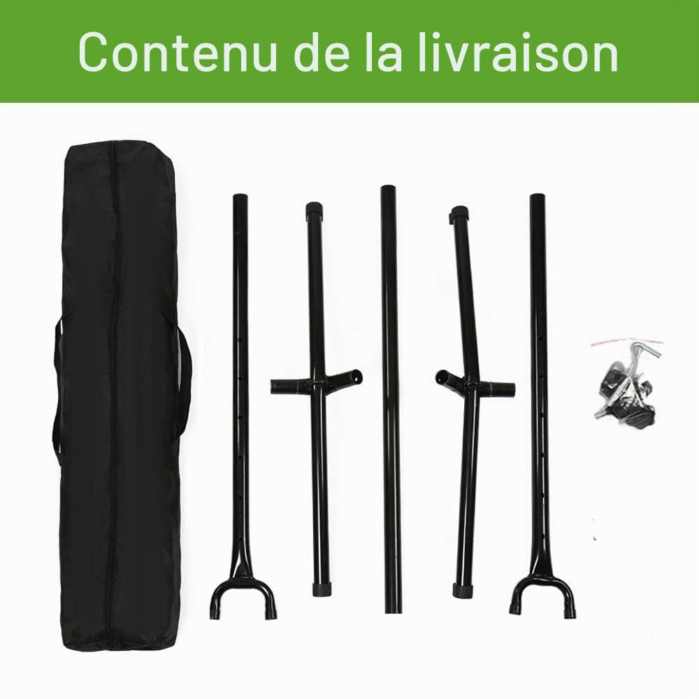 Goutime Support de hamac Portable avec Sac de Transport,Convient aux hamacs de 2,6 m de Long,capacité de 250kg,Support hamac（Noir）