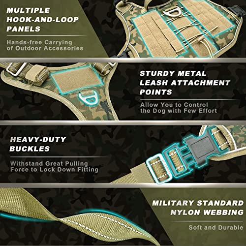 Barkbay Tactical Dog Harness Large,Military Service Weighted Dog Vest Harness Working Dog Molle Vest With Loop Panels,No-Pull Training Harness With Leash Clips For Walking Hiking Hunting thumb #5