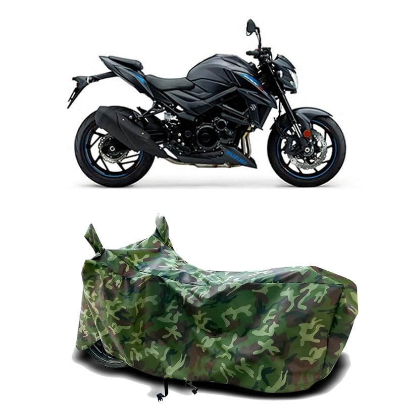 Image of DUFFEL-100% Heat Protection Two Wheeler Bike /Scooty Body Cover for Suzuki GSX S750 Water Resistance /UV-Rays /Birds Dropping /Scratchproof /Dust Proof /Waterproof[Green Jungle Print]