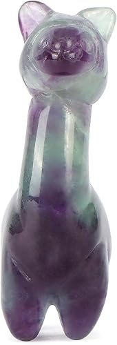 Miniatura 2 de Figura de cristal de alpaca, tamaño pequeño, tallado, con bolsillo tallado, flúor arcoíris, esculturas de animales, estatua curativa coleccionable