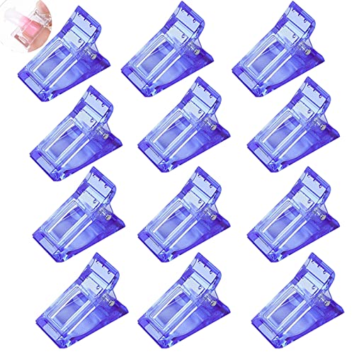 LIFULANDIAN 12Pcs for polygel Finger Nail Extension LED Builder Clamps Manicure Nail Art Tool Nail Tips Clip,for Quick Building Polygel nail forms Nail clips (light blue)