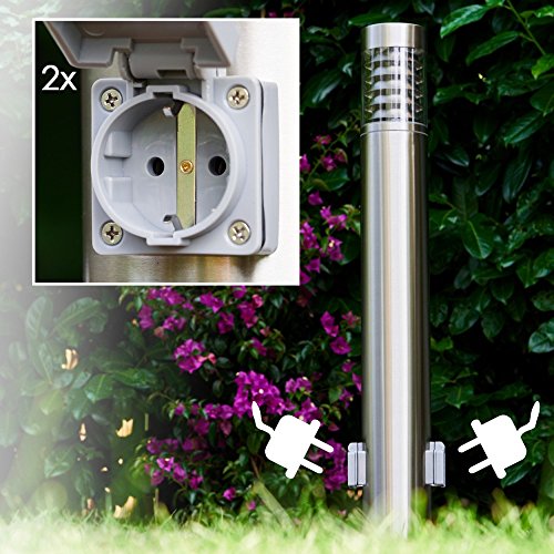 Potelet d'extérieur E27 avec 2 prises en acier inoxydable IP44 Dakar