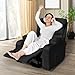 LAFWELL Rocking Recliner Chair, Massage Rocker Recliner Chair with Vibration Massage and Heat, 360° Swivel Faux Leather Chairs, Living Room, Bedroom, Nursery, RV, Black
