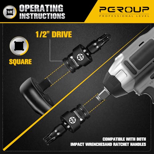 Drive Universal Swivel Impact Torx Socket Set, T30-T70, CR-MO Wobble Star Sockets With Hanging Bracket for Dead Angles - image 4