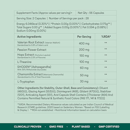 Image of Stress-Sleep Aid Capsules| Melatonin Free| Non-Habit forming| Calmer mind & Restful sleep| GMP Certified |Non-GMO |For Men & Women| 56 Capsules (Pack of 3)
