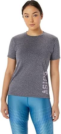 asics(アシックス) ランニングウェア プリント杢ドライ半袖シャツ 2012C785 レディース