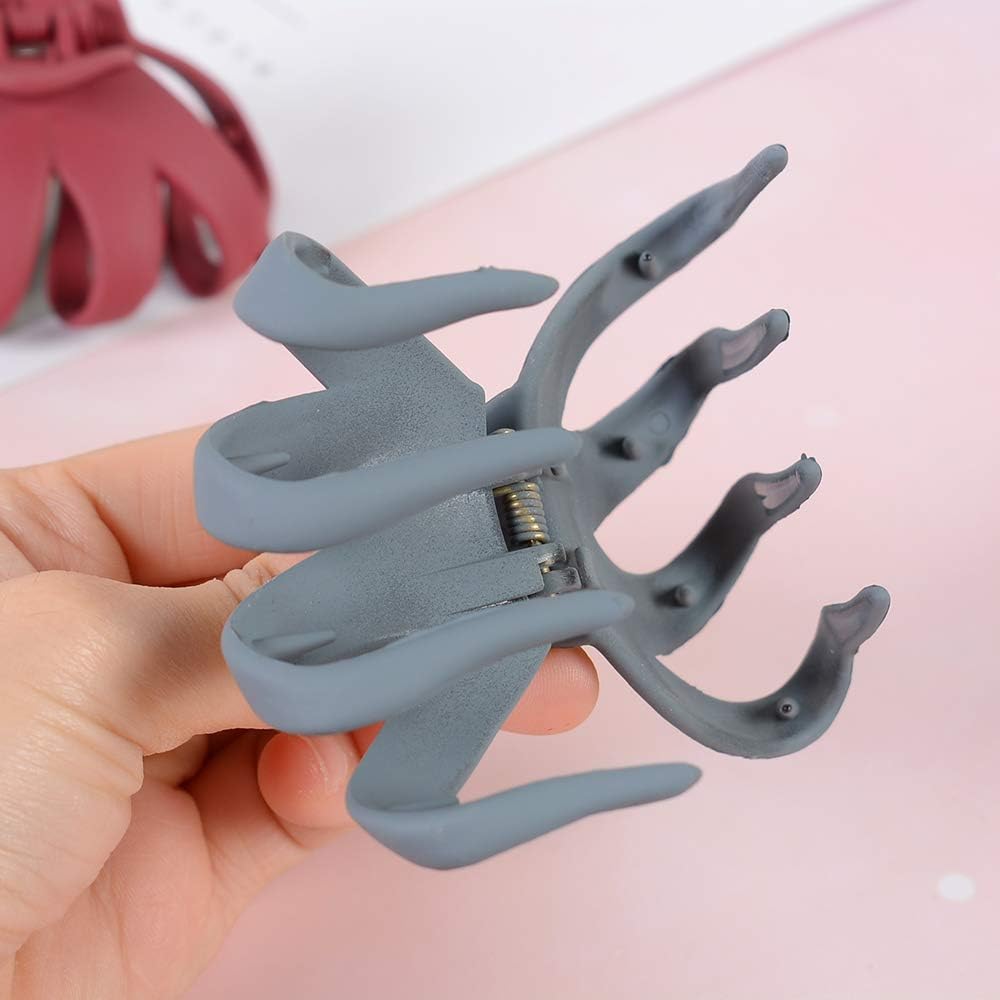 UTENEW Set of 6 Medium Hair Claw Clips No-Slip Grip Octopus Jaw Clips Matte Thick Hair Clips, Women Girl Daily Hairstyle Accessories