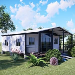 Prefabricated Tiny Home Modular Residential House Modern Prefab Tiny Home for Sale 20FT Expandable Container House to Live in for Adults 2 Bedroom Tiny House with Full Equipped Bathroom & Kitchen