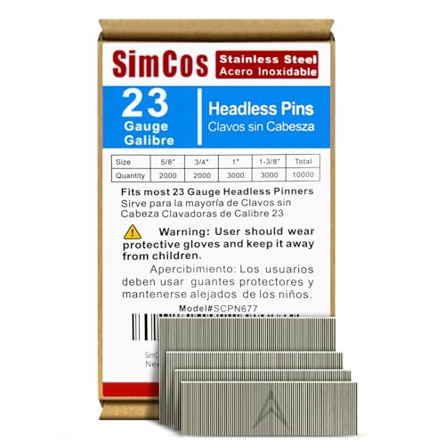SimCos 23 Gauge Stainless Steel Pinner Nails (5/8