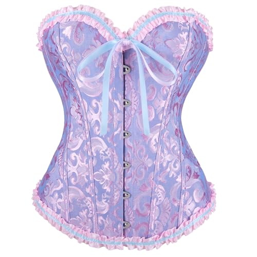 Waist Wow Corsets Top for Women Lace up Boned Overbust Corset Bustier Tops Floral Vintage Corsets Shapewear Lingerie