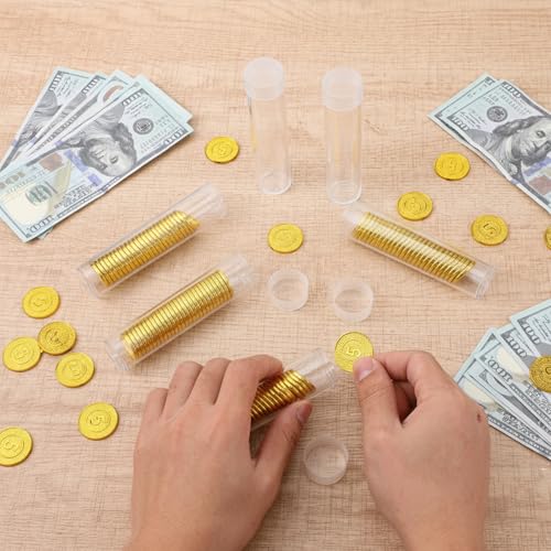 40 tubos plásticos para monedas con tapa roscada miniatura 4