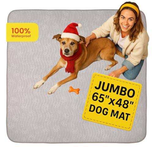IMPROVIA® Extra-Large Waterproof Dog Mat - Jumbo Washable Playpen Floor Protector, Non-Slip Pet Pad, Heavy-Duty 65'x48'
