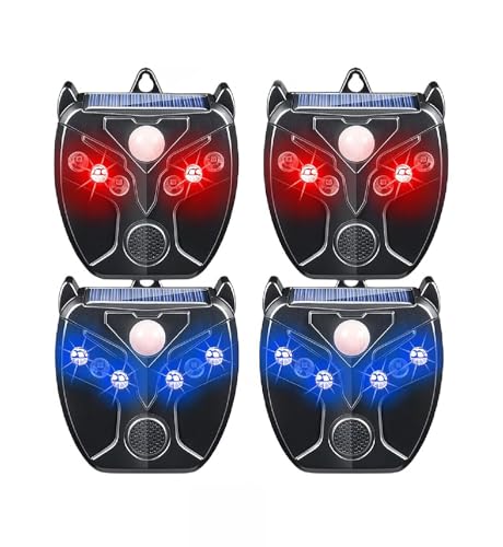 funfunfly 4X Repellente per Animali a Energia Solare,Respinge e Allontana Cani, Gatti, Topi, Ratti, Animali Selvatici,Scaccia Animali,Dissuasore Animali con Luce Flash a LED