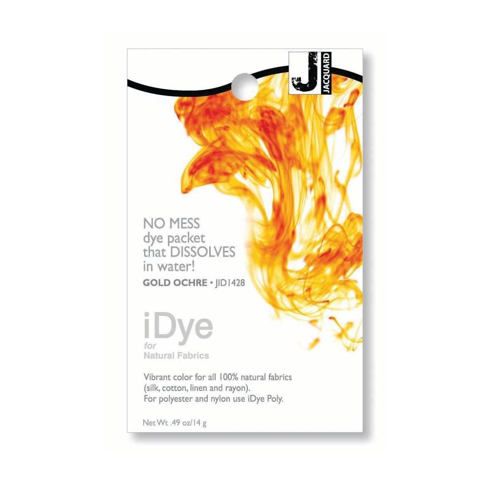 Jacquard Gold Ochre Idye Natural Fabric Colourant, Hot Water Textile Dyeing Powder For Cotton Clothes, Garment Upcycling With Stovetop Method, 14G