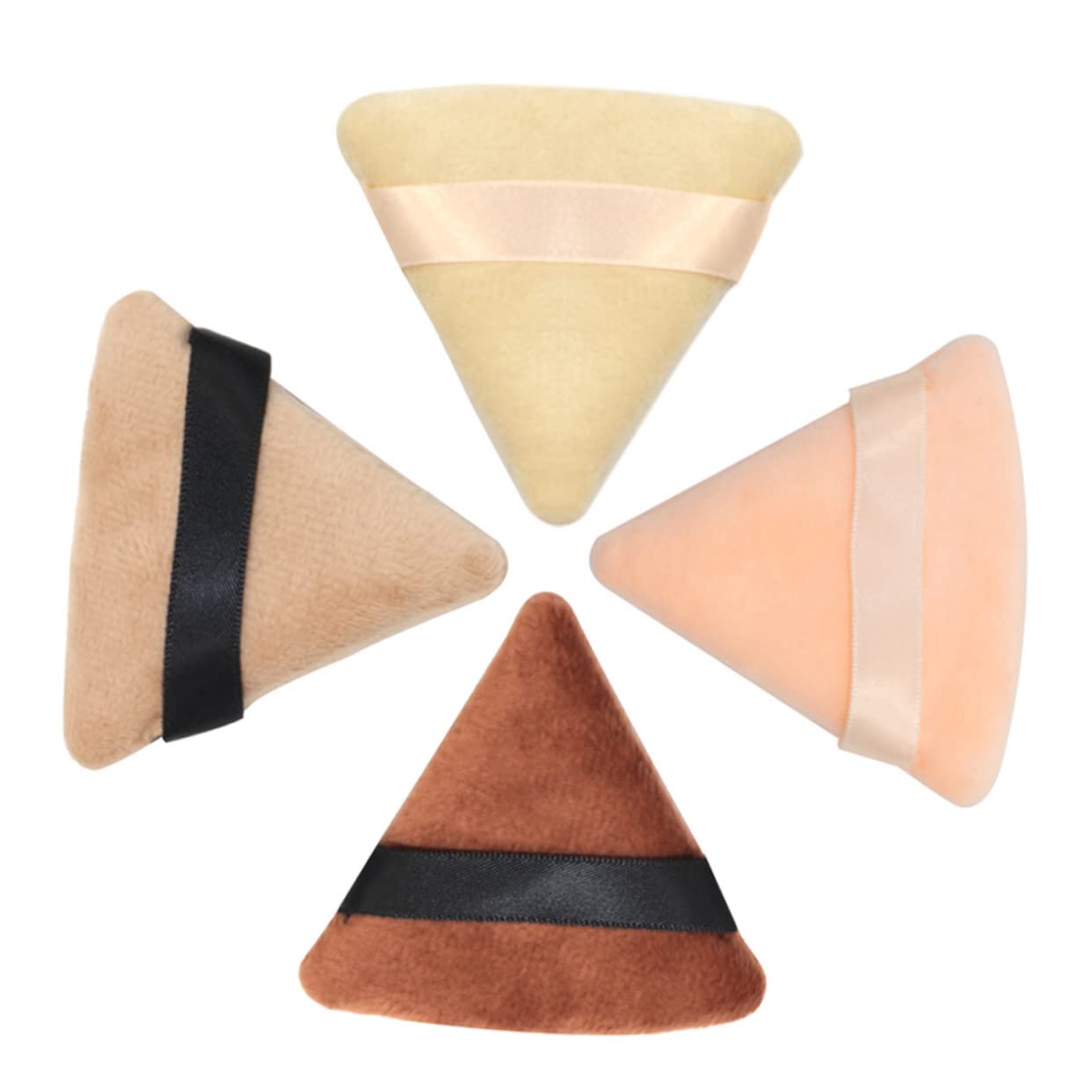 NOLITOY Cosmetic Sponge Puff Set 4pcs Triangle Face Powder Puff with Straps for Wet Dry Makeup