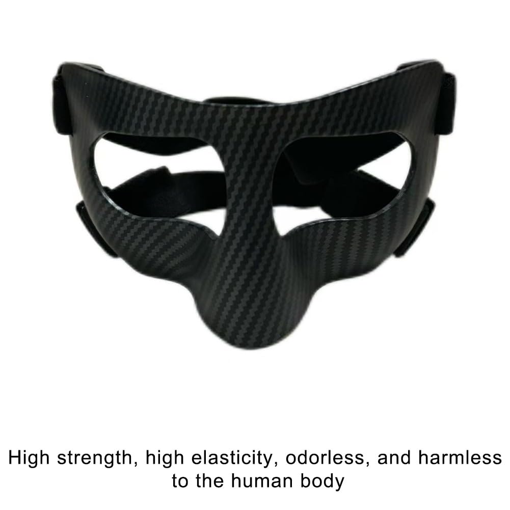 Máscara facial de fibra de carbono anticolisión, protector de nariz para fútbol, baloncesto, luz ajustable para ajuste con diseño transpirable, protector facial deportivo para hombres y