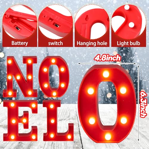VIHOSE 4 Pcs Christmas LED Letter Lights Noel, Battery Powered Sign – Image 2