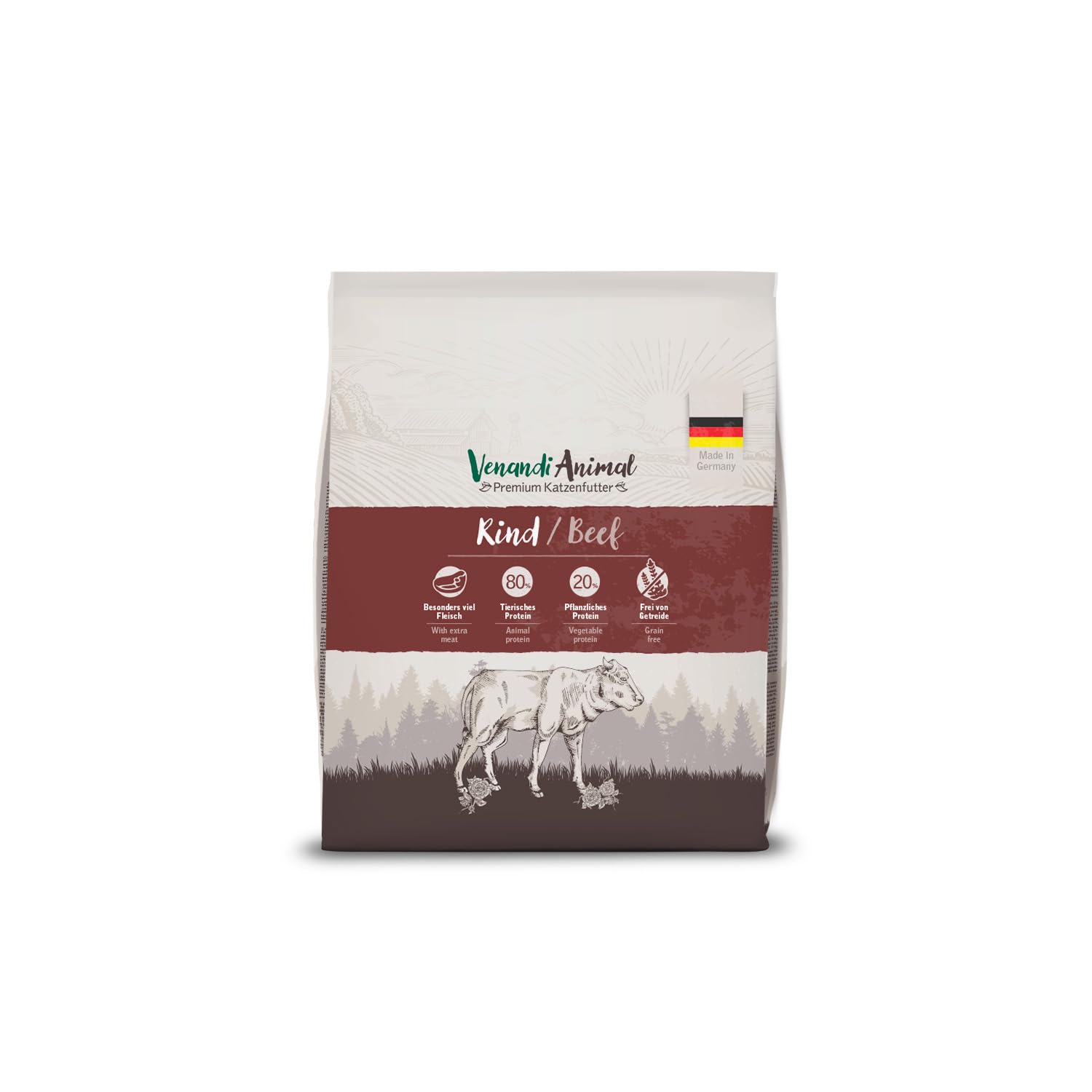 Venandi Animal – Premium Katzenfutter – Rind, mit viel frischem Fleisch, Trockenfutter, getreidefrei 1er Pack (1 x 300g)