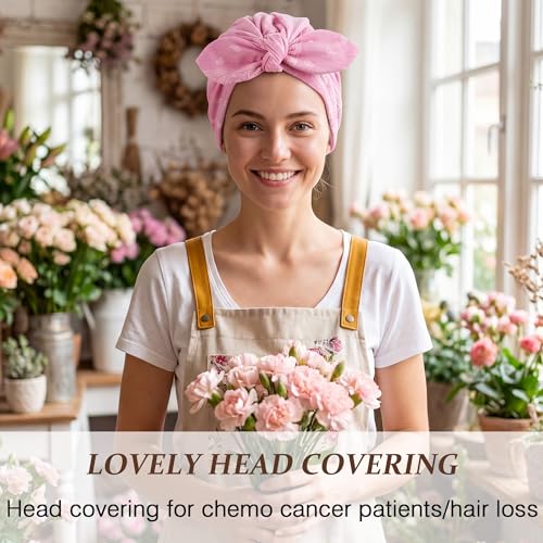 Image of Ababalaya Satin Lined Beanies for Women Chemo Headwear Silky Lined Cotton Sleeping Cap