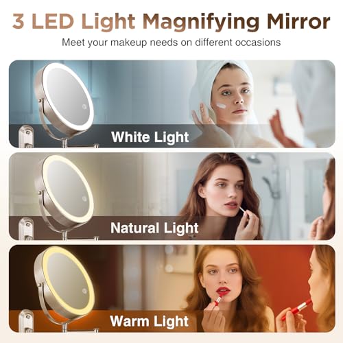 Espejo de maquillaje montado en pared 30X con luces miniatura 2