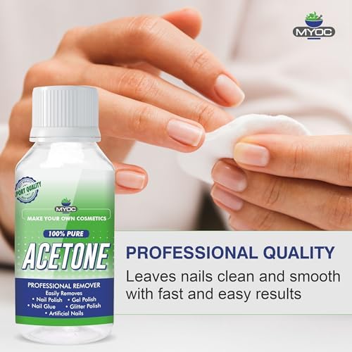 Image of Acetone Liquid Cosmetic Grade 120ml - Nail Polish Remover, Gel & Acrylic Nail Remover, Nail Glue Remover, Dip Powder Removal, Nail Prep Solvent for Manicure, Pedicure & DIY Nail Care