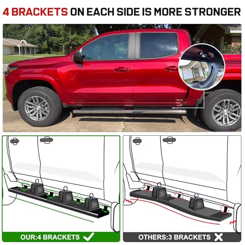 COMNOVA 6" Running Boards Compatible with 07-18 Chevy Silverado/GMC Sierra 1500 Crew Cab; 07-19 2500 3500HD. Running Boards for Silverado Crew Cab(Including in 8 Brackets with Plastic Covers)