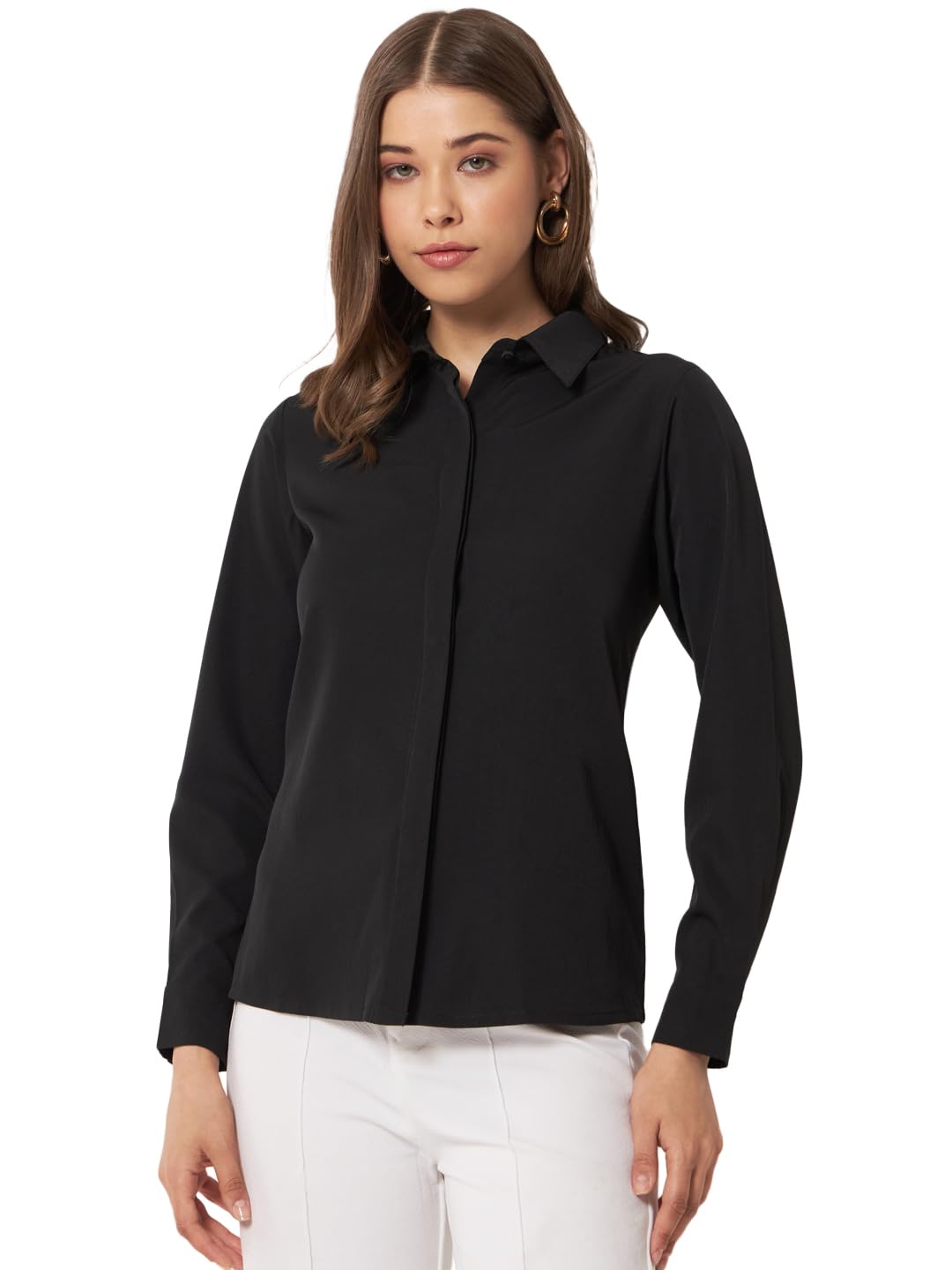 otira Women's Casual Office Wear Solid Full Cuff Sleeve Formal Shirt for Women (O2107ST-PNO-178-Solid(1))-picture-6