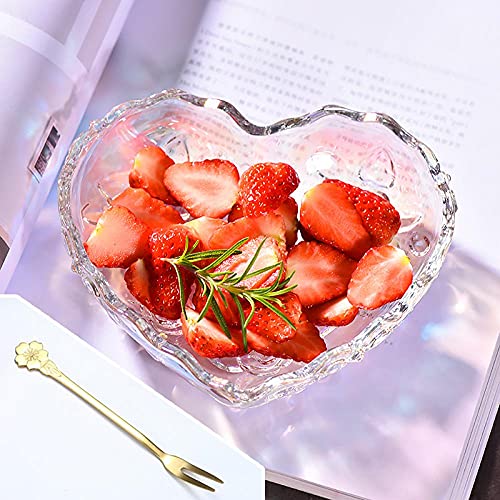Gaolinci Heart-Shaped Embossed Glass Bowl, Fruit Salad Bowl, Dessert Bowl (Set Of 2) #TOP5
