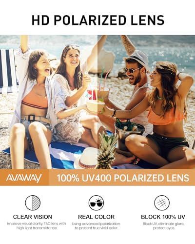 Image of AVAWAY Chunky Rectangle Sunglasses for Men Women, Polarized Trendy Large Acetate Frame UV400 Protection Driving Sun Glasses