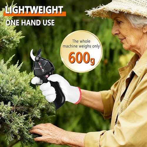 Image of Electric Pruning Shears, 600g Ultra-Lightweight Cordless Pruner, 1 inch Cutting Capacity, SK5 Steel Blade, 5000mAh Battery, USB-C Charging, Brushless Motor, for Vineyards, Fruit Trees, Gardens