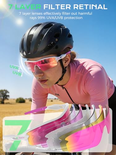 Image of BangLong TAC Polarized Sports Sunglasses UV400 for Men Women | TR90 Lightweight Frame, Adjustable Non-slip Nose Pads, RX Insert Included, Wrap-Around Design for Running Cycling Baseball