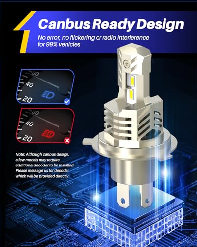 Image of AUTOONE 9003 /H4 /HB2 Bulbs LED Super Bright, 6000K White H4 Fog Lights Halogen Raplacement, Canbus Ready Direct Fit, Pack of 2