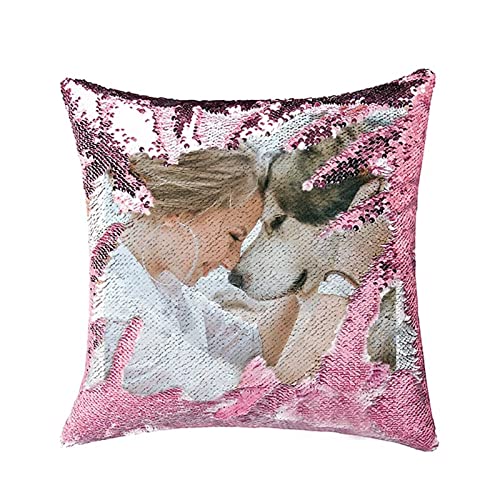 Custom Photo Sequin Pillow Personalized Mermaid Sequin Pillow