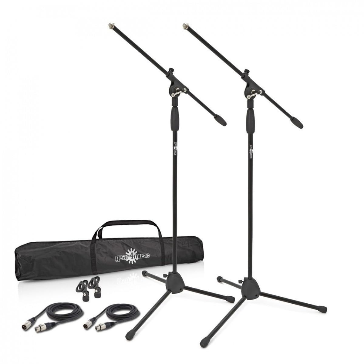 Gear4music Supporto per microfono Boom - 2 pacchetto con borsa da trasporto
